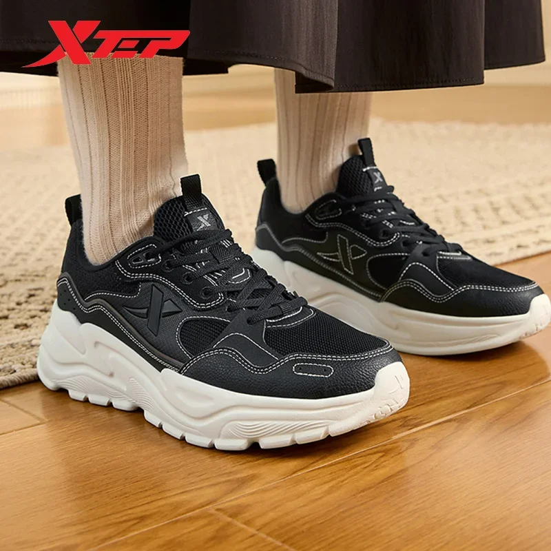 Xtep Casual Shoes For Women 2024 Spring Leisure Casual Women\'s Sports Shoes Minimalist Increase Lace Up Sneakers 876118320043