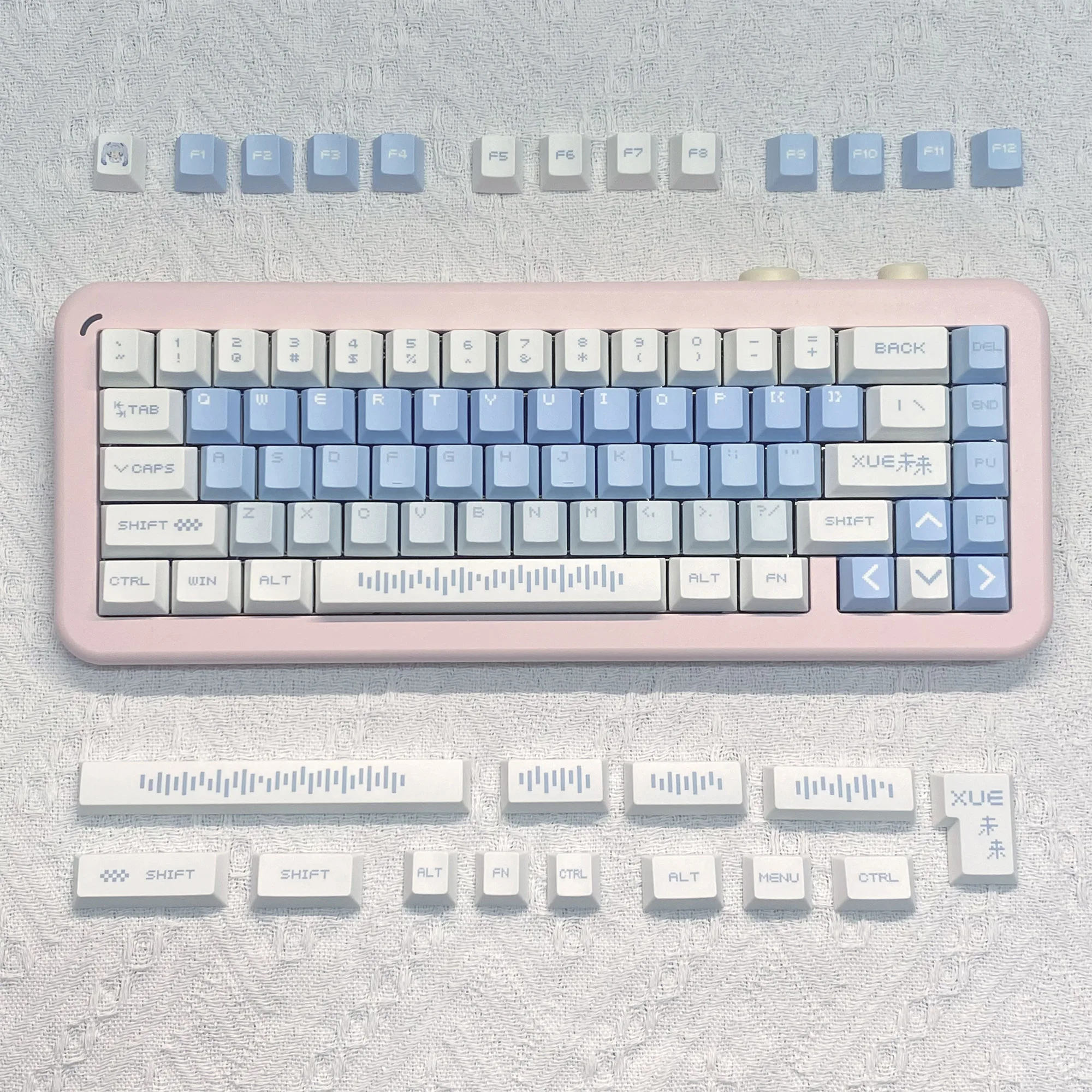 

Набор тематических колпачков Snow Future Blue Pixel Style PBT Cherry Profile, оригинальные колпачки ручной работы на заказ для механической клавиатуры, подарок
