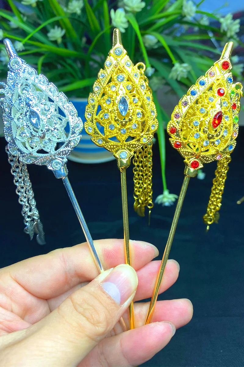 

Thai Hairpin Jewelry Headwear Head-dress Thailand Accessories for Traditional Clothing