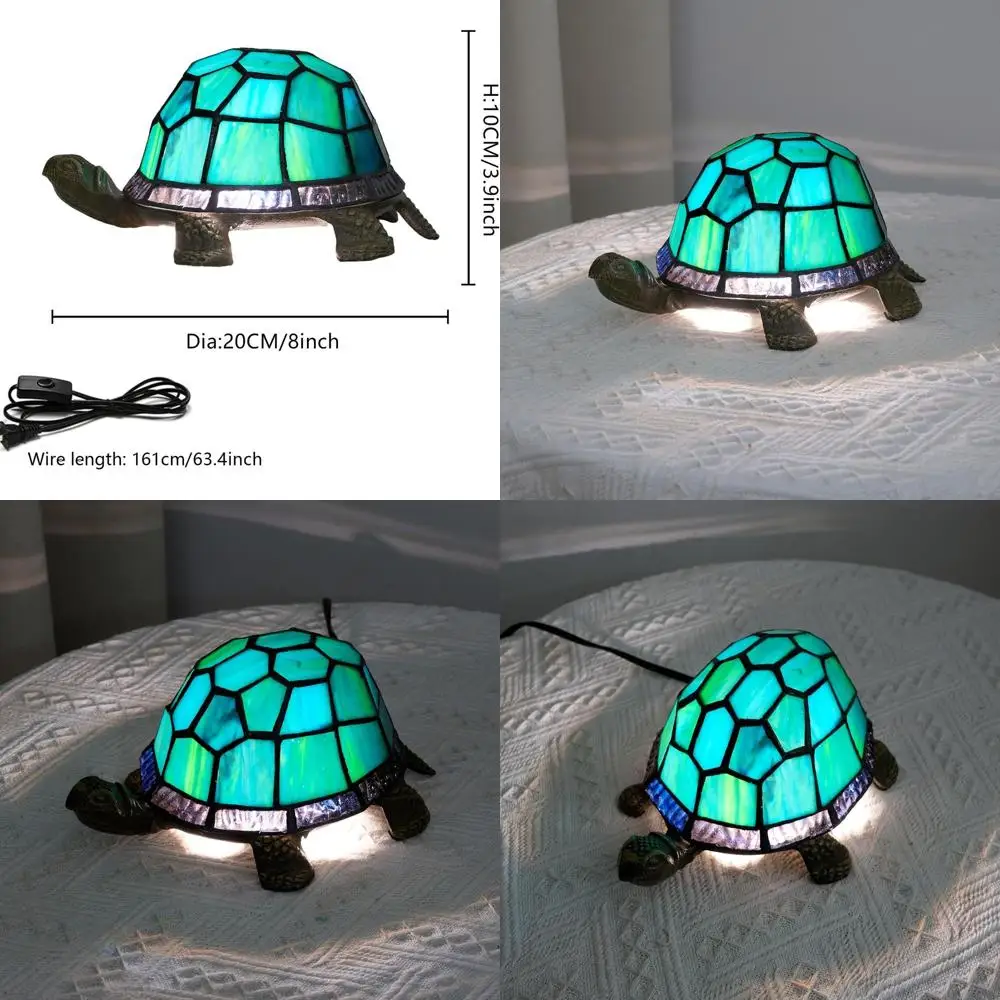 

Витражи в стиле Тиффани, ночник в виде черепахи, светодиод в комплекте, настольная лампа для детской спальни для домашнего декора