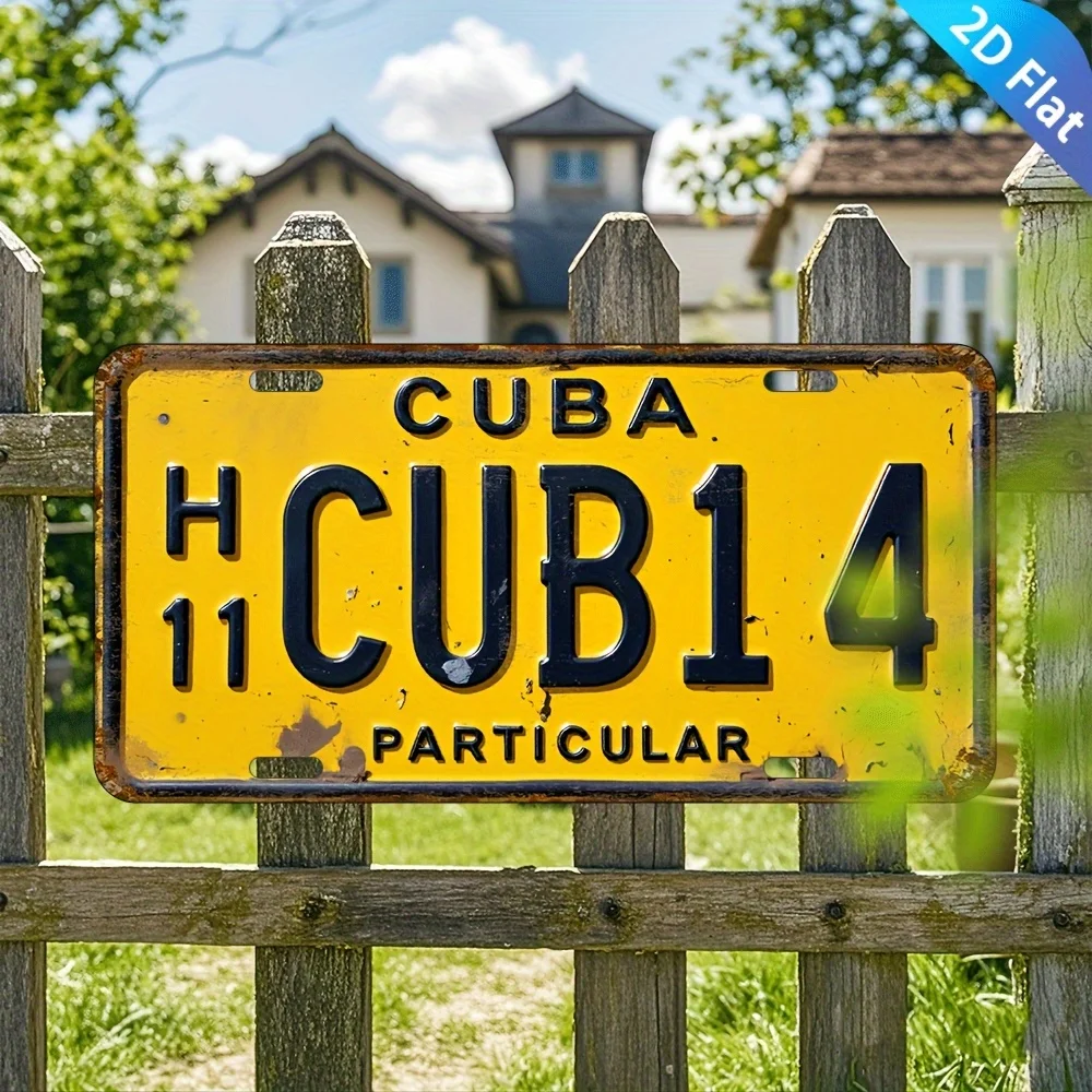 2D Flat,Is for Decoration Solely. This Is a Vintage Cuban Havana Metal Sign, Measuring,for Wall Decoration.It Has a Retro Style