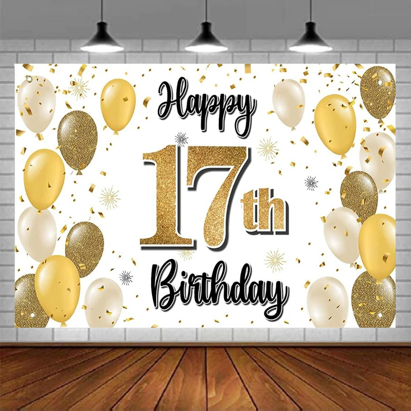 Photography Backdrop Banner Cheers To Seventeen Happy Years Old 17th Birthday Party Home Wall Background Decoration Poster