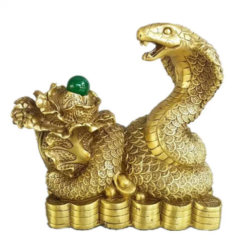 Copper Statue  Pure copper Yuanbao, snake, cabbage, snake, zodiac, snake, stepping on money, snake, household table, cabinet, or