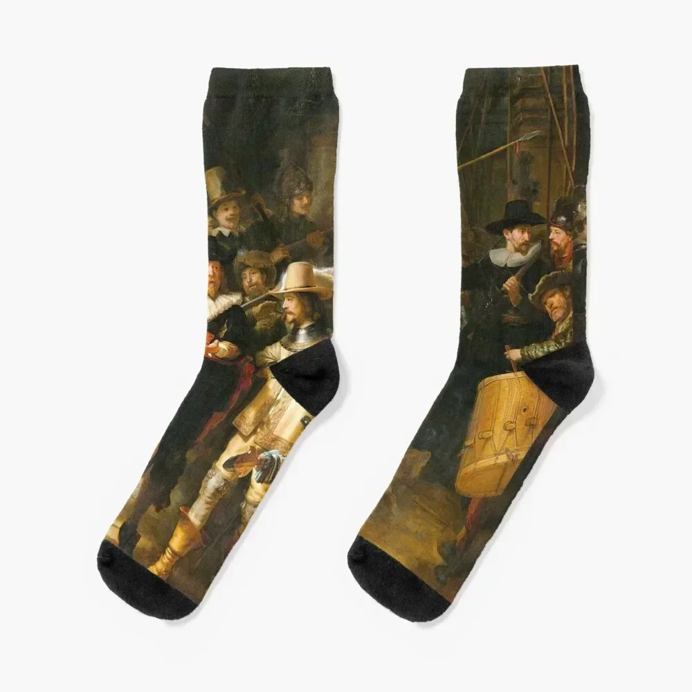 Rembrandt van Rijn, The Night Watch 1642 Socks Lots kids Soccer hip hop Luxury Woman Socks Men's