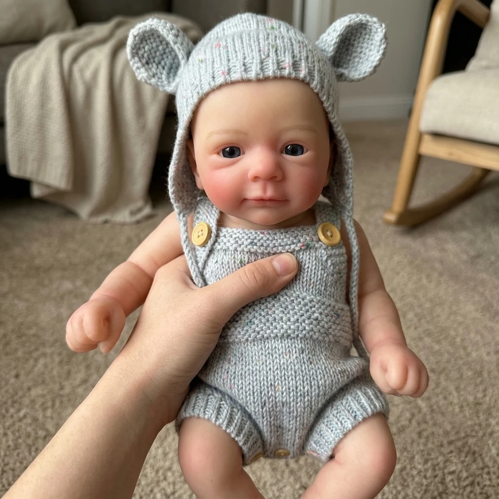 13 Inch Soft Touch Silicone Bebe Reborn Doll Cute Baby Awake Reborn Baby Doll For Birthday Gifts