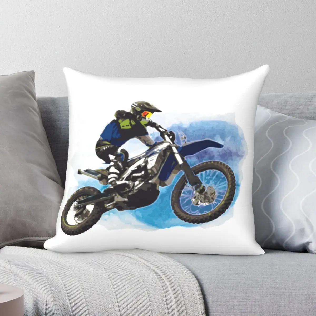 MOTOCROSS Pillowcase Polyester Linen Velvet Creative Zip Decor Throw Pillow Case Sofa Seater Cushion Cover 45x45