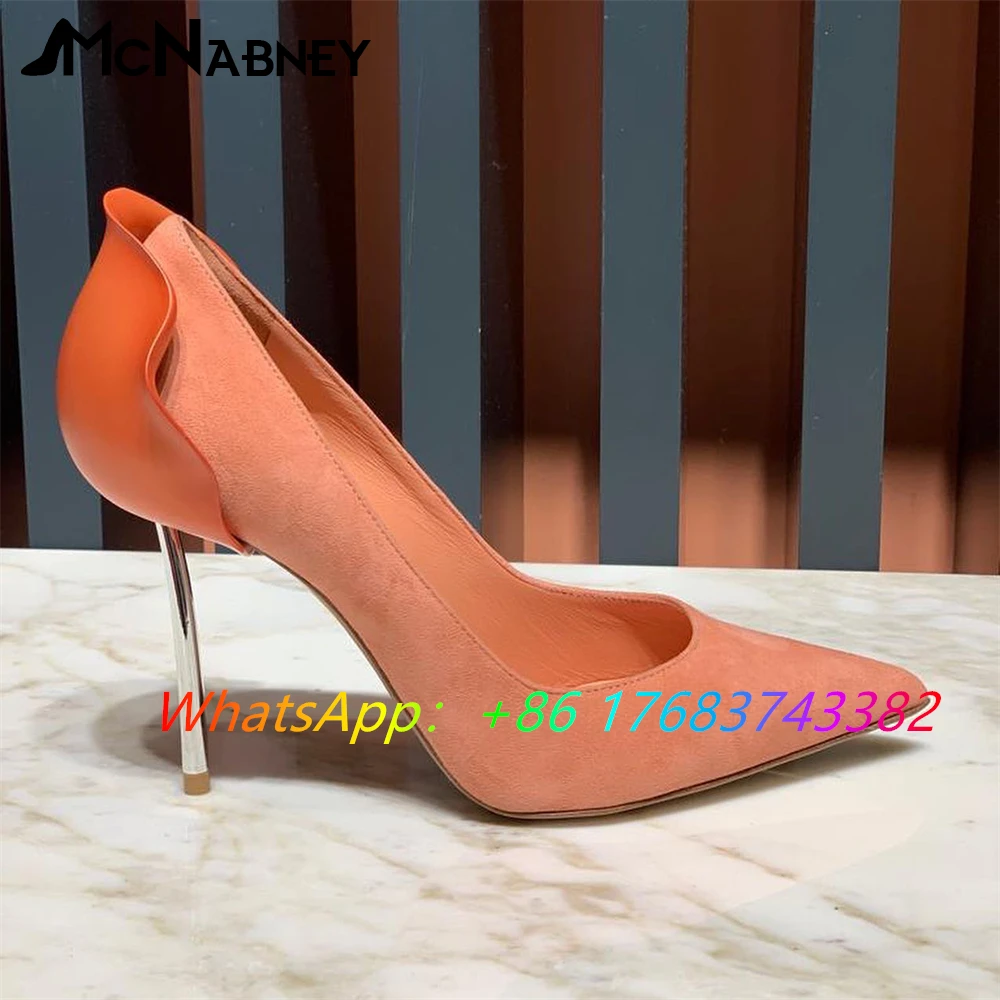 Multicolor Flower Stiletto Heel Shoes Suede Leather Pumps for Women Designer Fashion Style High Heels Custom Colour Large Size