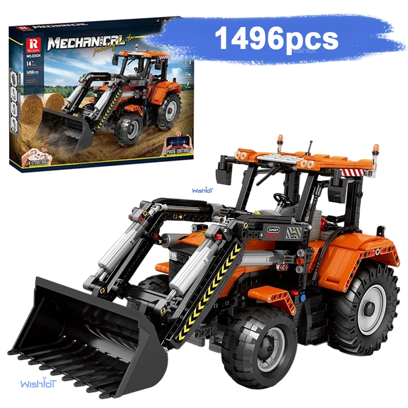 

22024 1496pcs Loading Tractor Building Blocks Technical Car Ideas Engineering Vehicles Model Bricks Toys for Kids Adults Gift