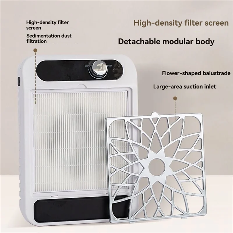 A74G-Nail Dust Vacuum Cleaner Nail Dust Collector Portable Nail Dust Collector No Dust Leakage Dust Filter EU Plug