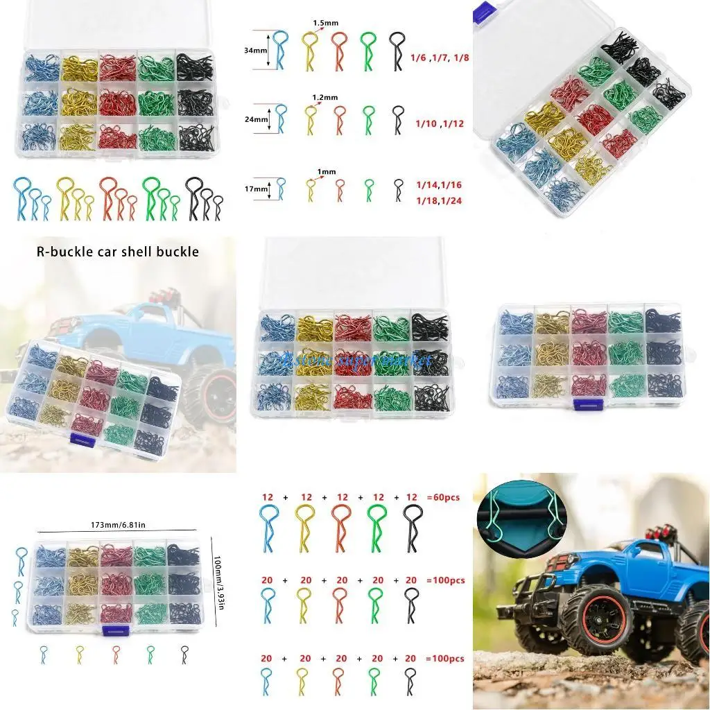 

090B MultiColored 260pcs Remote Control Car Holding Pins For 1/8 1/10 Scale Models Trucks Fit Bent Springy Pins