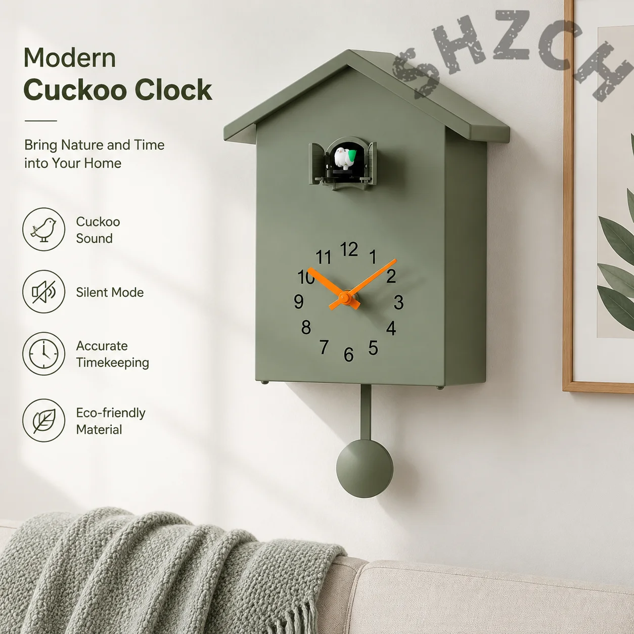 Vintage-Style Cuckoo Wall Clock with Animated Bird – Wooden Home Decor for Living Room or Kids' Space