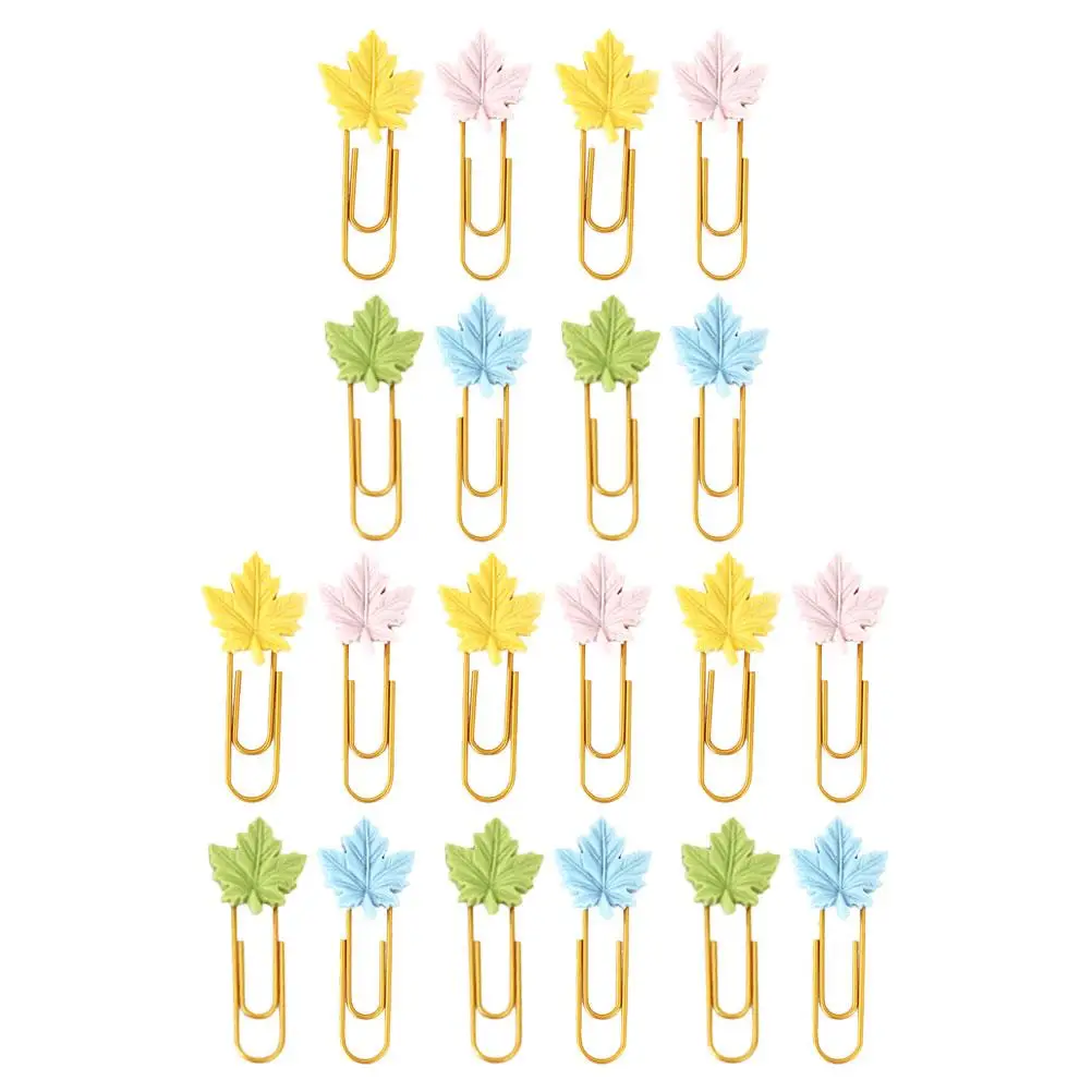 20 Pcs Maple Leaf Bookmark Holder Cute Bookmarks Binder Paper Clips Paperclips Metal