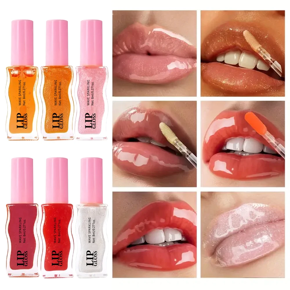 [ตัวเลือกยอดนิยม] ลิปออยล์กลิตเตอร์ 6 สี - ลิปกลอสเนื้อฉ่ำ ติดทนนาน ไม่เลอะ สีเบอร์รี่และสีนู้ด ช่วยบำรุงริมฝีปากให้ชุ่มชื้น