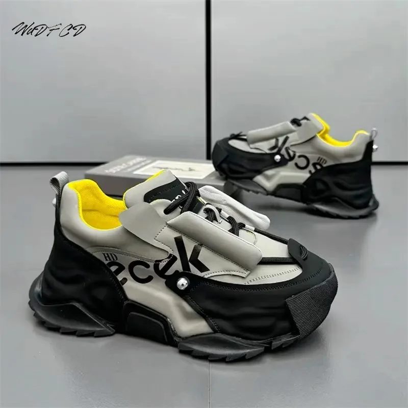 Chunky Sneakers Mens Designer Cover Bottom Sport Shoes Fashion Casual Microfiber Leather Upper Increased Internal Platform Shoes