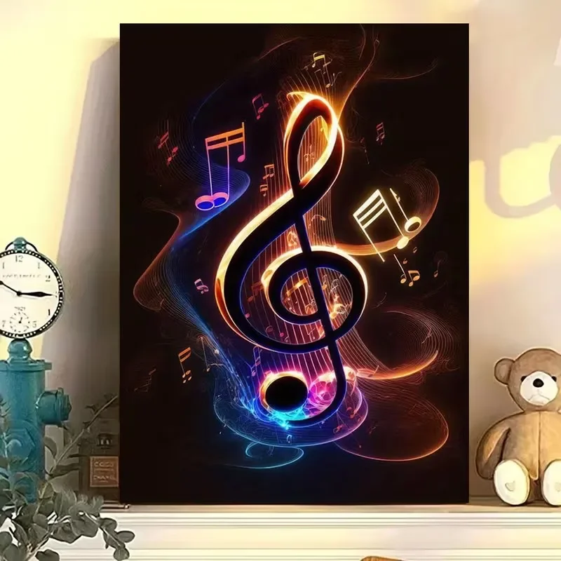 Multiple sizes 1pc frameless Canvas Painting,Vibrant Musical Notes Musical Rhythm and Emotion Poster and Prints Canvas Painting