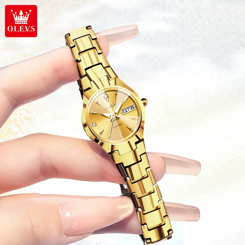 

OLEVS 8697 женские роскошные кварцевые часы с ромбом и зеркалом, водостойкий ремешок из вольфрамовой стали, элегантный браслет с бриллиантами, женские часы