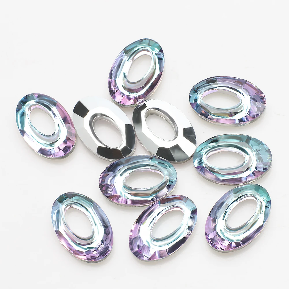 10 Pcs 13x20mm Shiny AB Crystal Prism Glass Oval Pendants Beads Crafts Jewelry Making Hanging Earing Necklace Accessories
