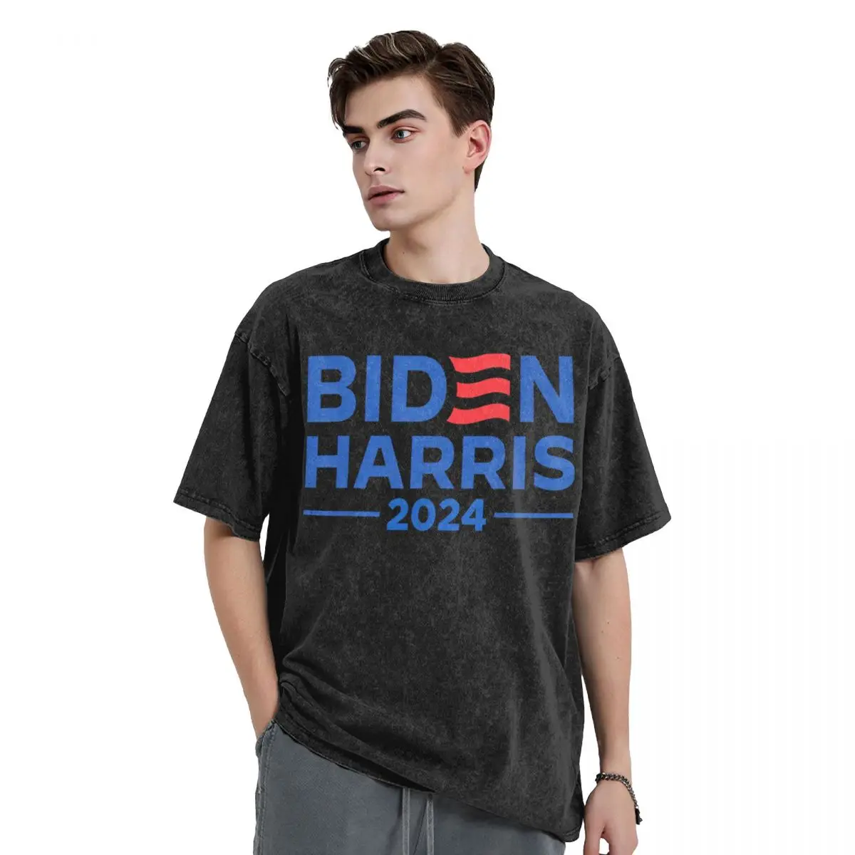 2024 Joe Biden Harris Washed T Shirt Streetwear Hip Hop Cool T-Shirts Tees Tops Men Women Cotton Oversize Summer