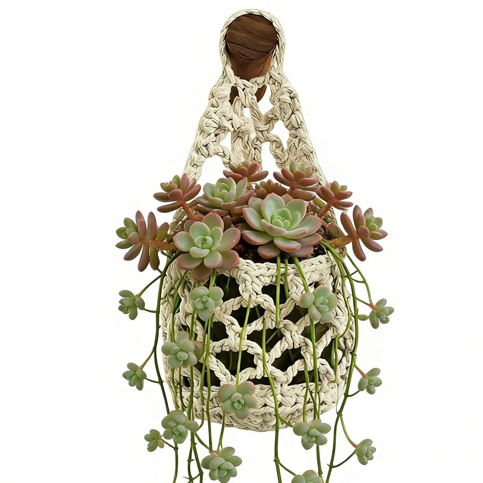 Macrame Plant Hanger Cotton Woven Decorative Space Saving Macrame Plant Holder Wall Hanger For Flower Pot Indoor Bedroom Living