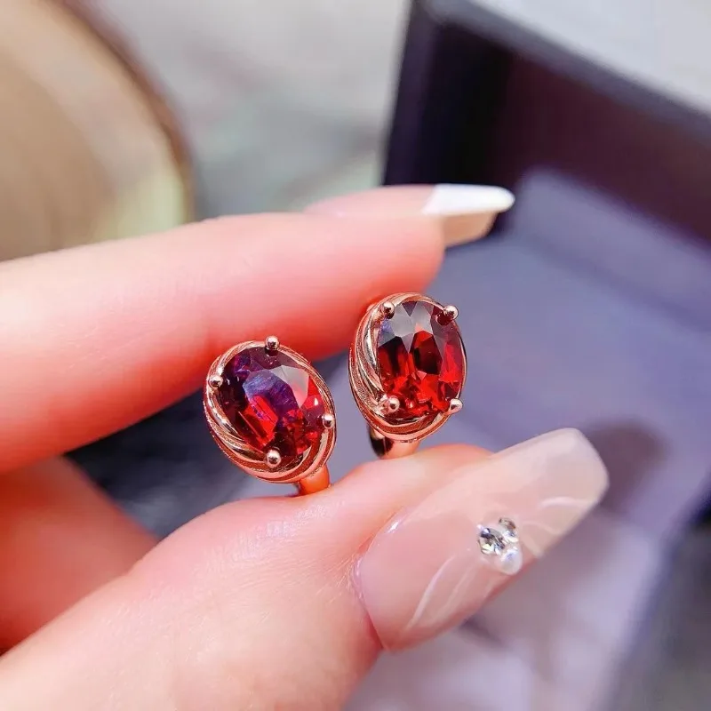 Total 2ct Natural Garnet Earring Allergy Free 925 Silver Garnet Earrings with 18K Gold Plated Gemstone Jewelry With Certificate