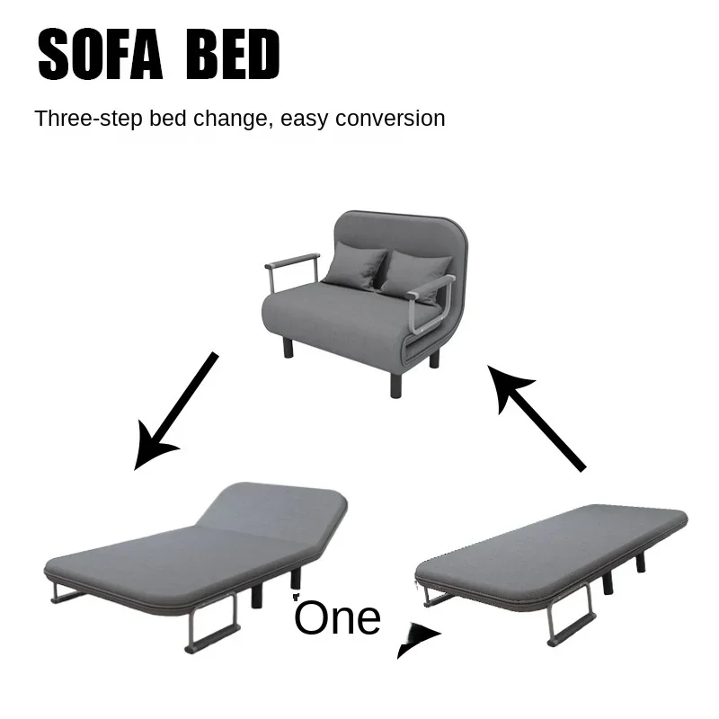 65CM Grey Simple Folding Sofa Bed Apartment Small Family Simple Reclining Chair Single Folding Sofa Bed