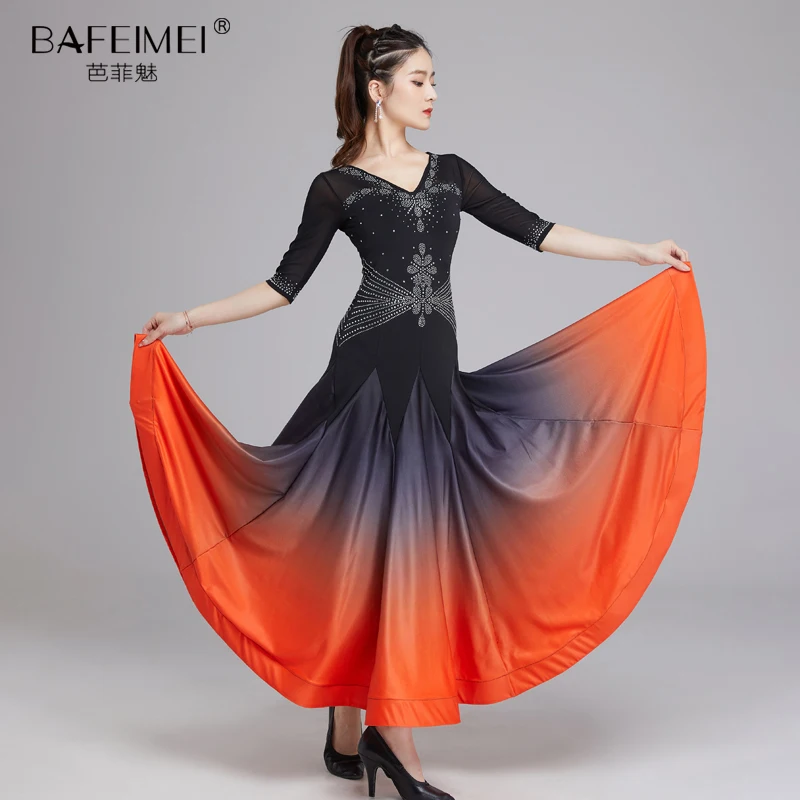 

2022 Newest Ballroom Dance Competition Dress Ballroom Waltz Dresses Standard Women Dress 9022