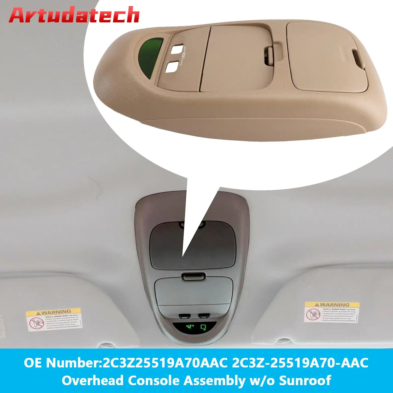 

Верхняя консоль Artudatech в сборе без люка, коричневый для Ford F250 Super Duty 2002-2004 гг.