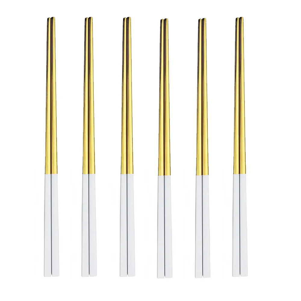 5Pairs Stainless Steel Chopsticks Noodles Sushi Chop Sticks Portable Reusable Non-slip Food Stick Kitchen Chinese Dinnerware