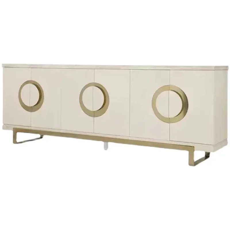 

X0 American light luxury stainless steel TV cabinet simple white solid wood sideboard living room decoration storage cabinet