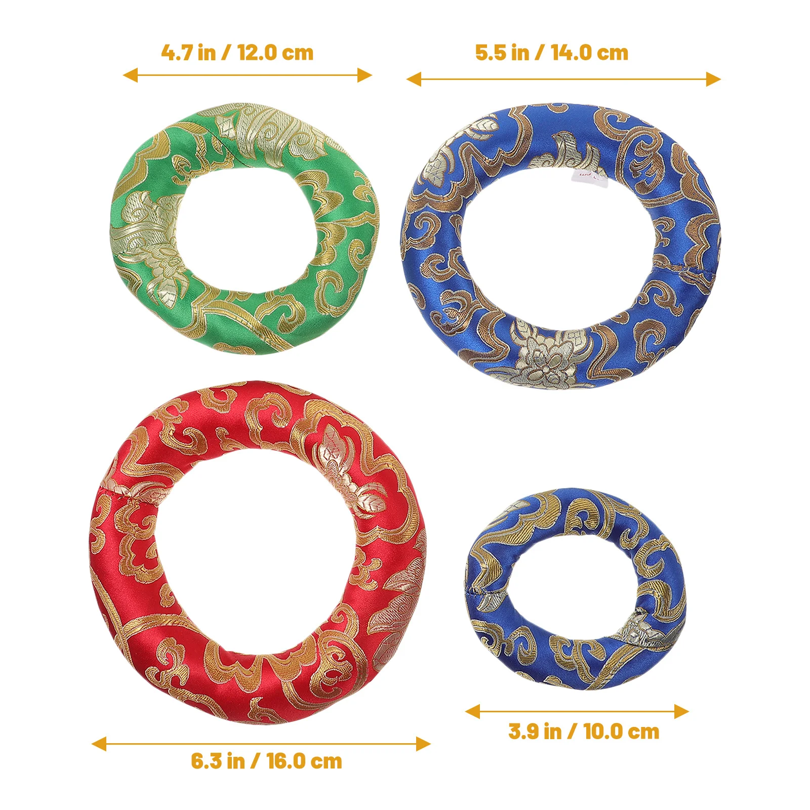 4 قطعة وعاء الموسيقى وسادة حلقة تصميم التبتية التأمل حصيرة لليوجا الصوت شفاء ديكور وعاء حامل القطن القماش وسادة البوذية #2