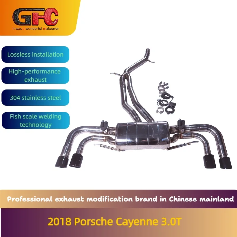 GFC Catback Valvetronic Muffler Compatible for 2018 Porsche Cayenne 3.0T High Performance 304stainless steel Exhaust Pipe