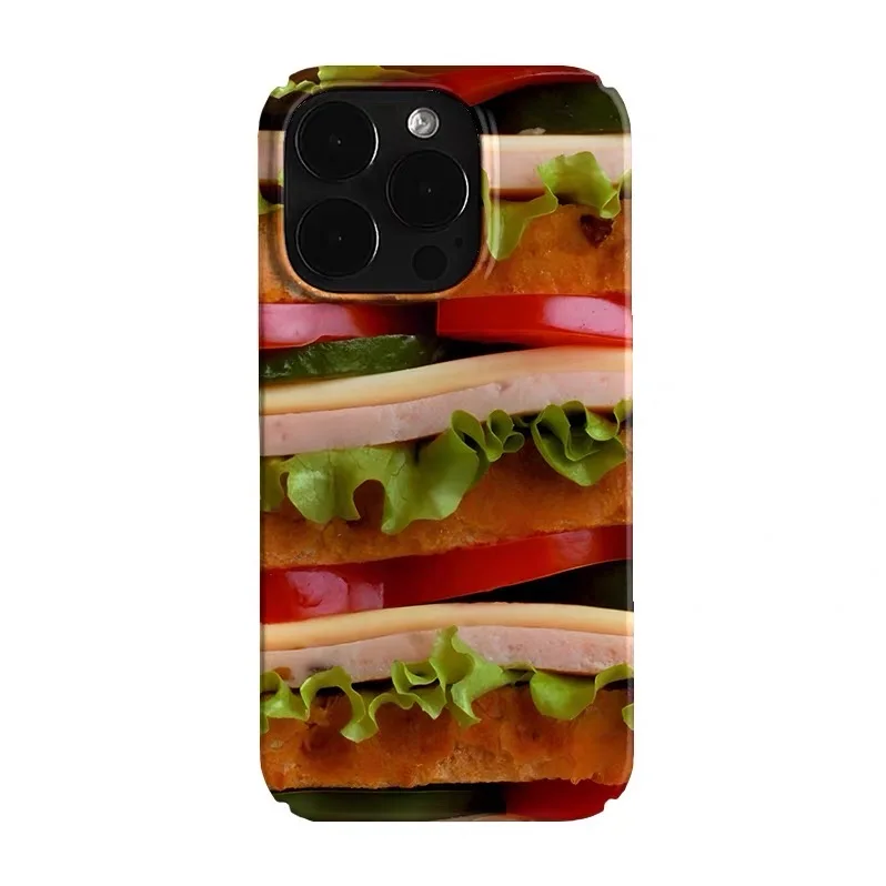 

Ins Korean Delicious Hamburger Phone Case for IPHONE 17 Air 16E 15 PROMAX 14 Plus 13 12MINI 11 PRO 16Plus XR Acrylic Phone Cover