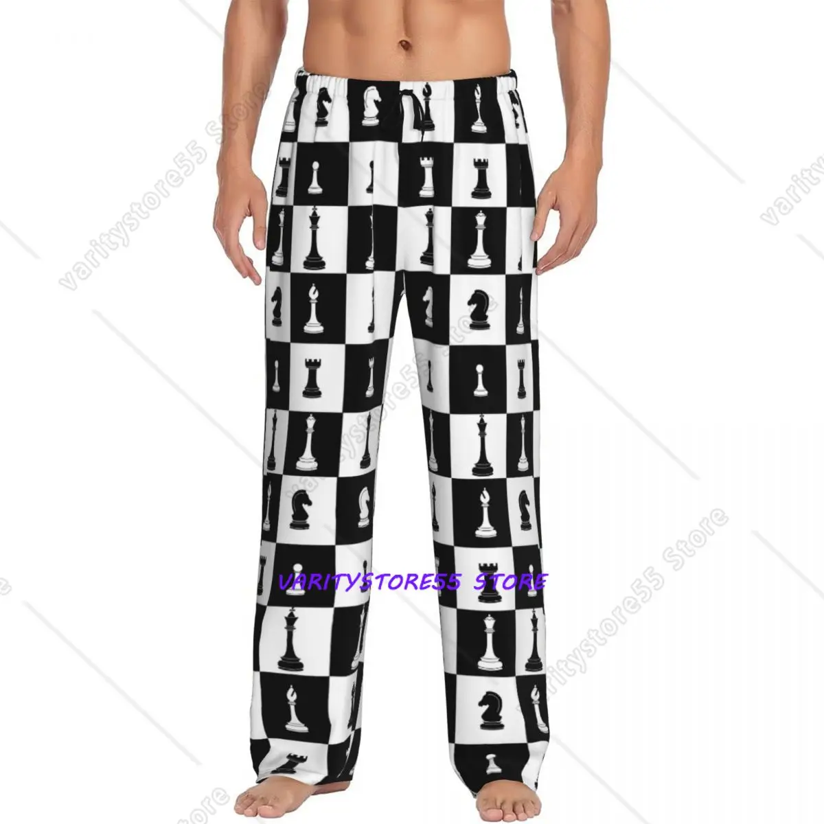 

Custom Men Chess Board Pajama Pants Print Chess Game Sleep Sleepwear Bottoms with Pockets