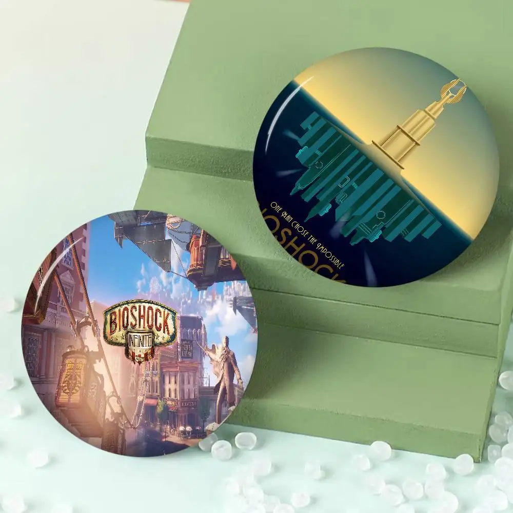 Retro B-Bioshock R-Rapture Game Tinplate Pin Button Custom Anime Role Old-school Brooch Cartoon Collar Badge Jewelry Gift Fans
