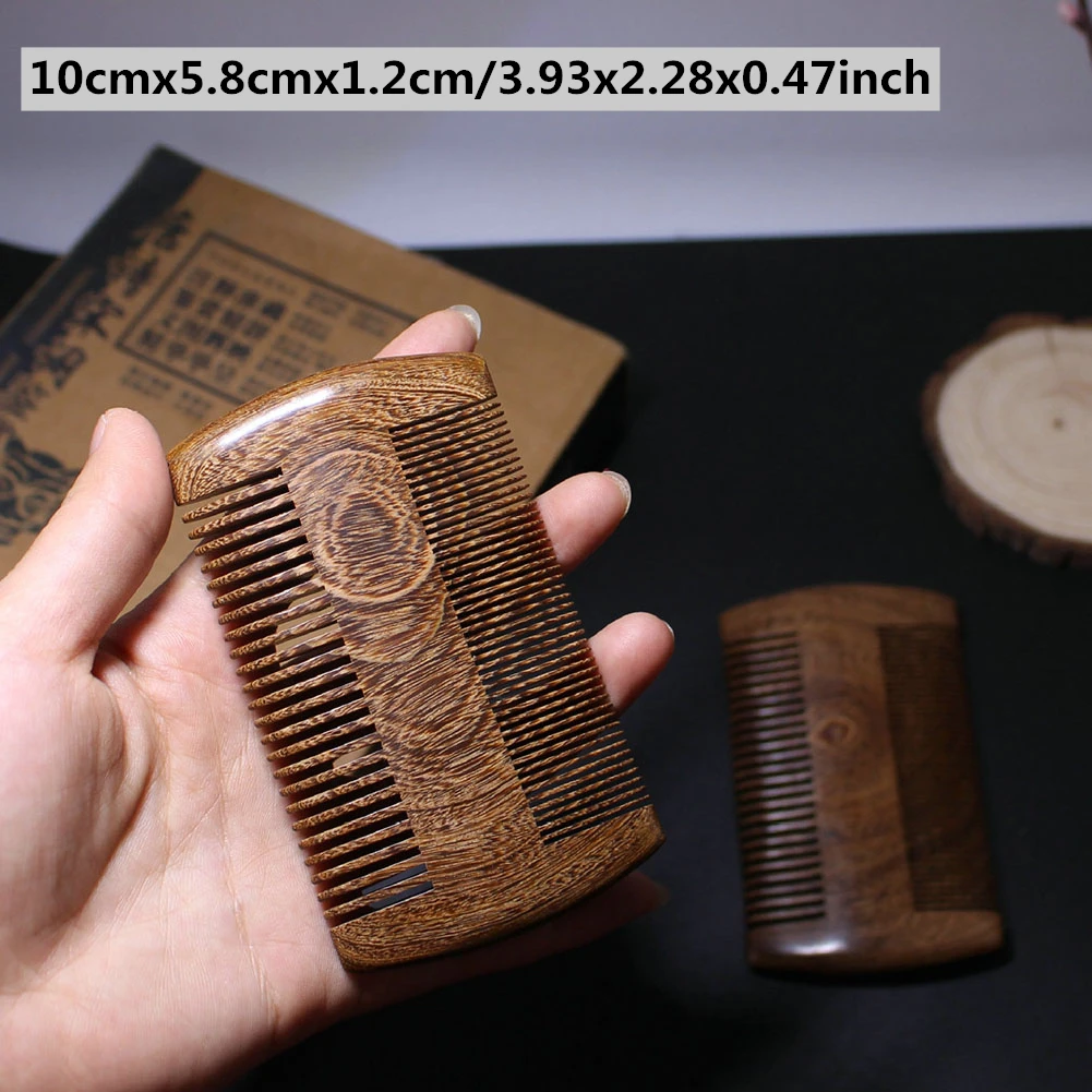 Vintage Sandalwood Comb Pocket Handmade Beard&Hair Anti-Static Wooden Comb Brush Gold Wire Sandalwood Bar Comb Hair Care Tools