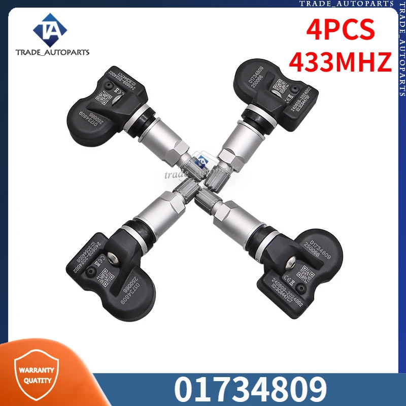 

4PCS/Lot Car Tire Sensor 01734809 For Geely Emgrand EV500 EV450 Vision X3 S1 Coolray TPMS Tyre Pressure Monitoring System 433MHZ