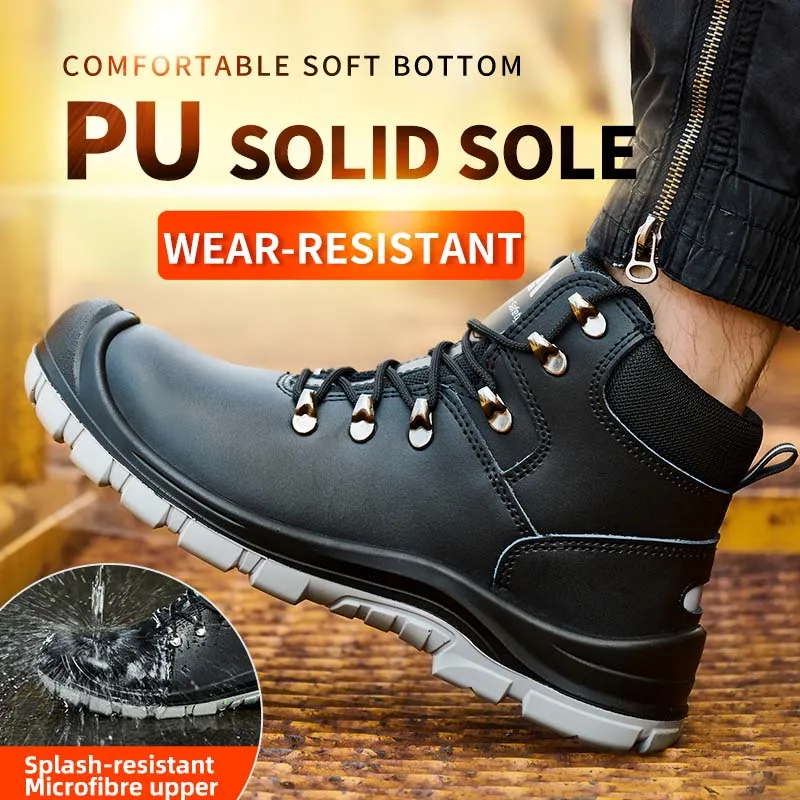 أحذية عمل شتوية مقاومة للماء للرجال من Leandun، أحذية بناء آمنة مقاومة للثقب مع بطانة من القطن #2