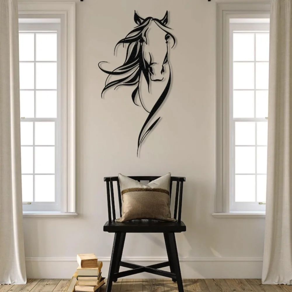Horse Head Metal Wall Art Iron Large Equine Sculpture Living Room Hanging Mural Equestrian Decor Gift