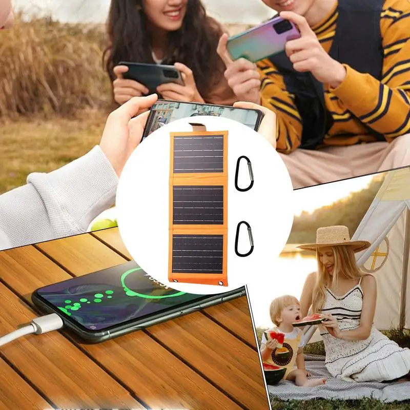 Складная солнечная панель, легкая USB-солнечная панель, гибкое тонкое маленькое зарядное устройство, компактный дизайн для кемпинга на открытом воздухе