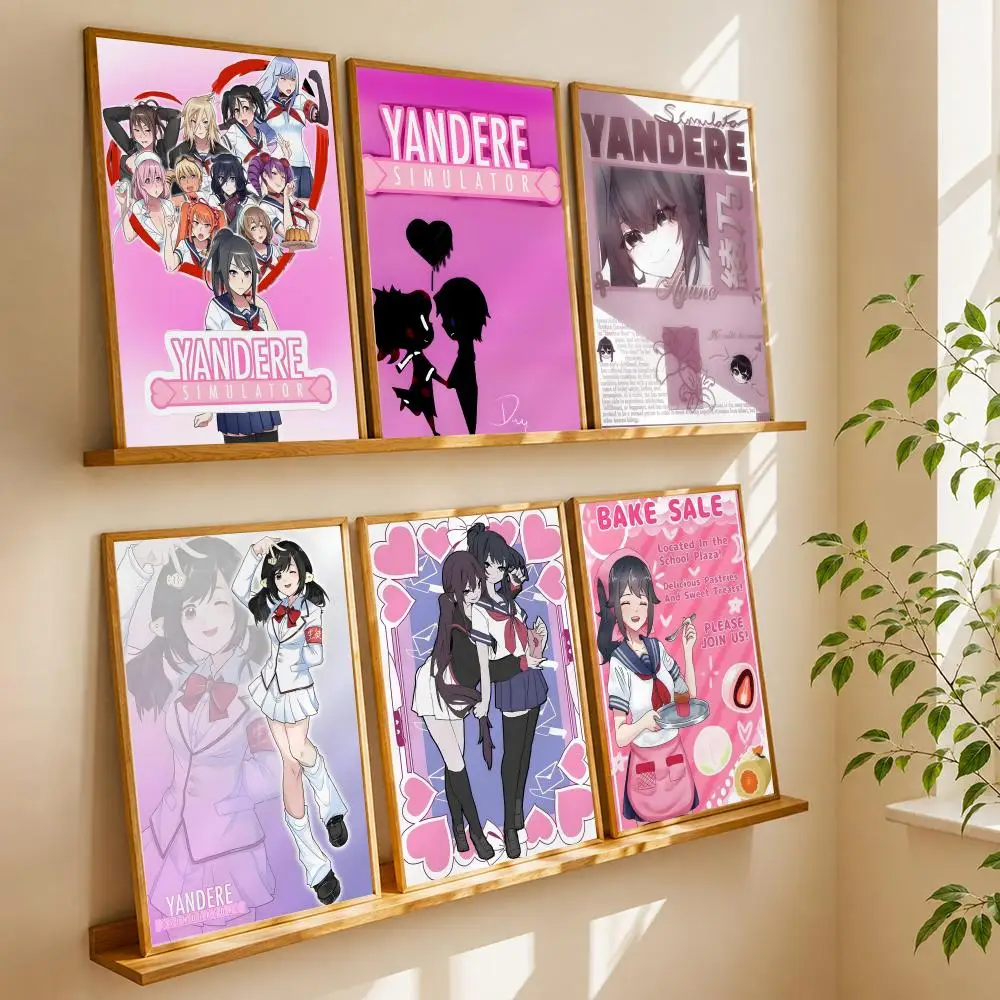 Y-Yandere Simulator Game Poster HD Wall Stickers Mural Self-Adhesive Decals Home Decor Bedroom & Living Room Gift Idea