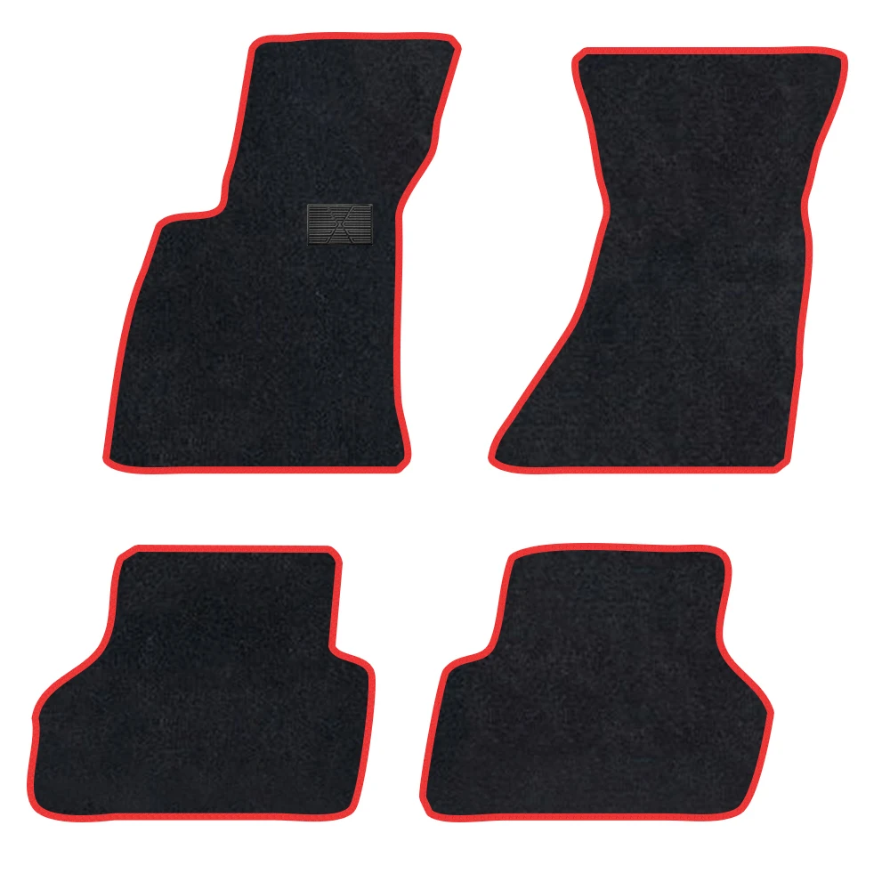 

Car Floor Mat For Audi S5 2018–2023 B9 Polyester suede Anti Slip black Backing red Binding Trim Edge