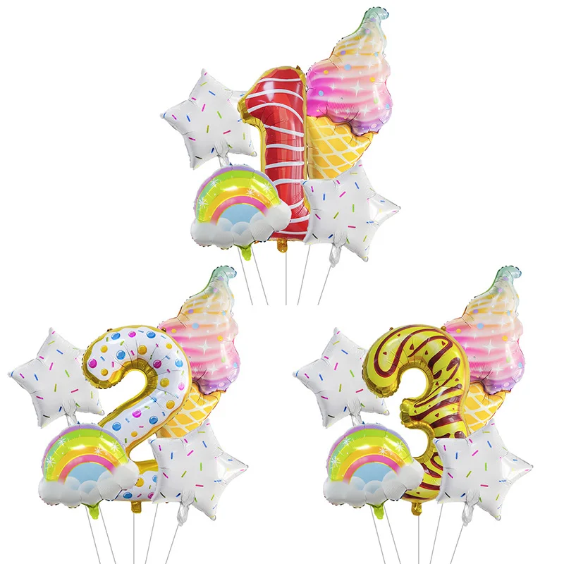 Gelato Cartoon Summer Party Balloon Set stoviglie usa e getta piatti di carta tazze Carnival Decor Baby Shower forniture di compleanno