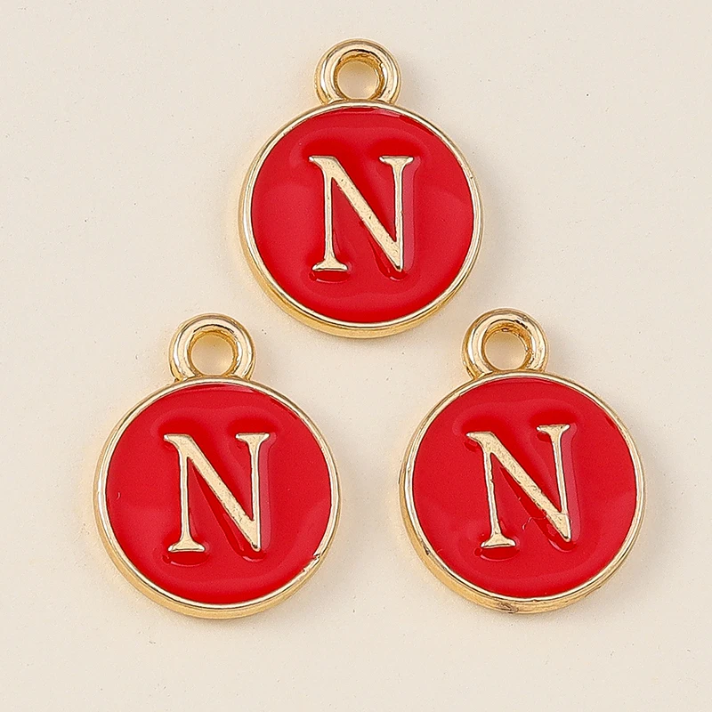 Leslie 20 Stück Niedliche Rote Doppelseitige Mini-Alphabet-Anhänger mit 26 Buchstaben für DIY-Namensschmuck, Halsketten, Armbänder und Ohrringe – Detail 10