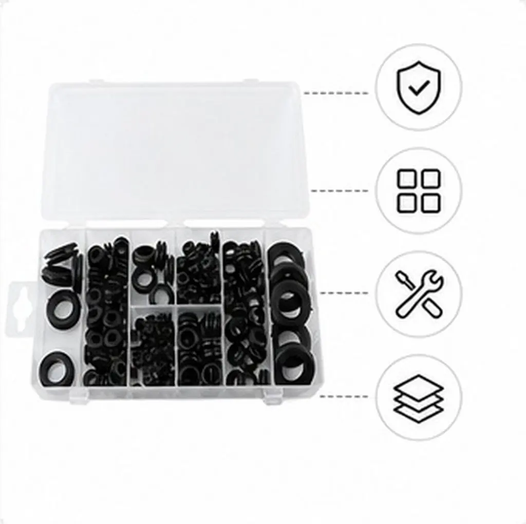180Pcs Cable Gasket Kit Professional Rubber Grommet for Power Supply Control Box Cord Outlet Protection Insulation Fixing Wiring