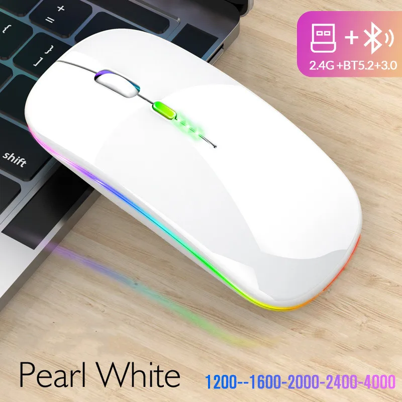 Recarregável Novo Mouse Opto-eletrônico Sem Fio Bluetooth para Computador Portátil PC Macbook Gaming e Trabalhando com Receptor USB