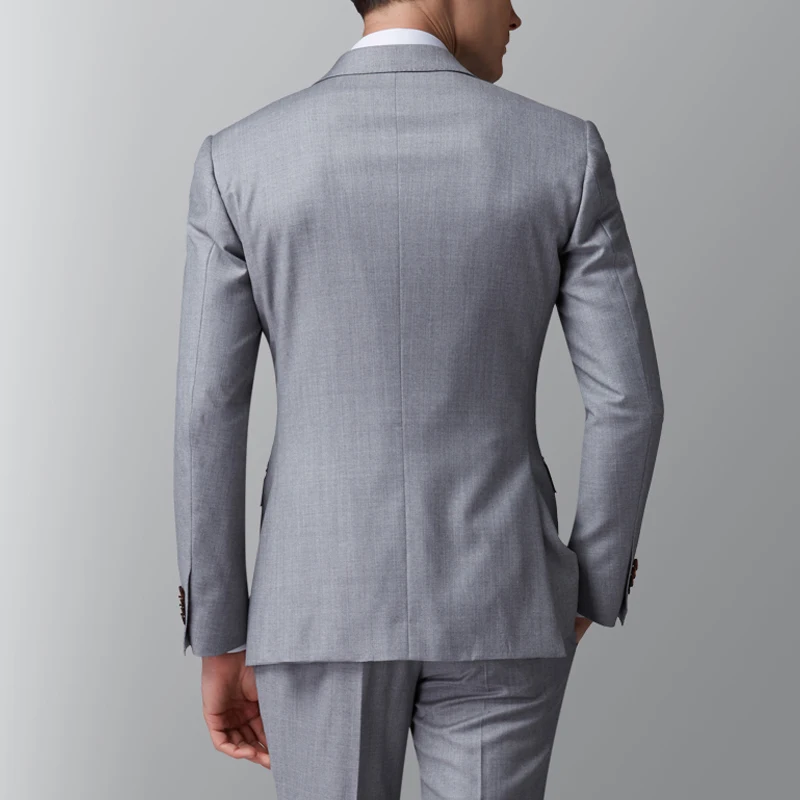 

Light Grey Business Men Suits Slim Fit 2 Piece Male Formal Dress Jacket Pants Wedding Tuxedo For Groom Dinner Party Costume