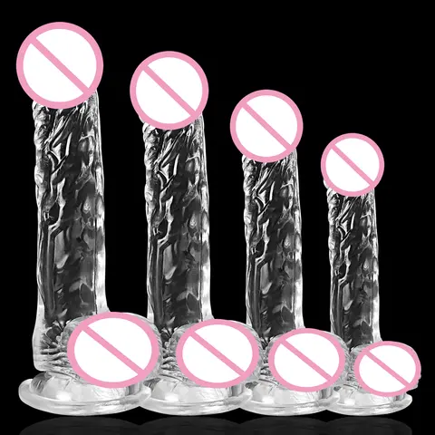 Realistic Jelly Dildo 4 Sizes Transparent Soft Fake Dick Penis Butt Plug Sex Toys for Women Men Vagina Anal Sex Toys