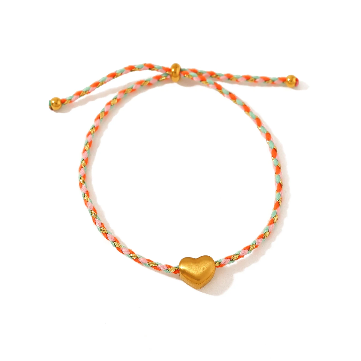 WILD & FREE Retro Bohemian Rope Chain Bracelet for Women Stainless Steel Heart Charm Simple Waterproof Jewelry