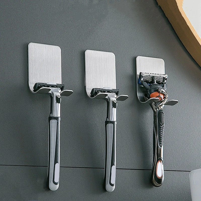 Stainless Steel Razor Holder Free Punch Men Shaving Holders WaterProof Bathroom Razor Storage Hook For Kitchen Bathroom