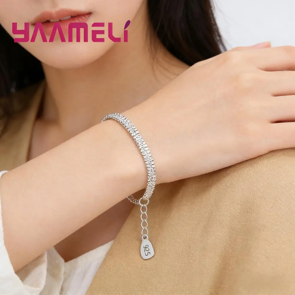 Simple 925 Sterling Silver Hemp Rope Design Adjustable Bangle&Bracelets for Women Men Anniversary Party Fashion Jewelry Gifts